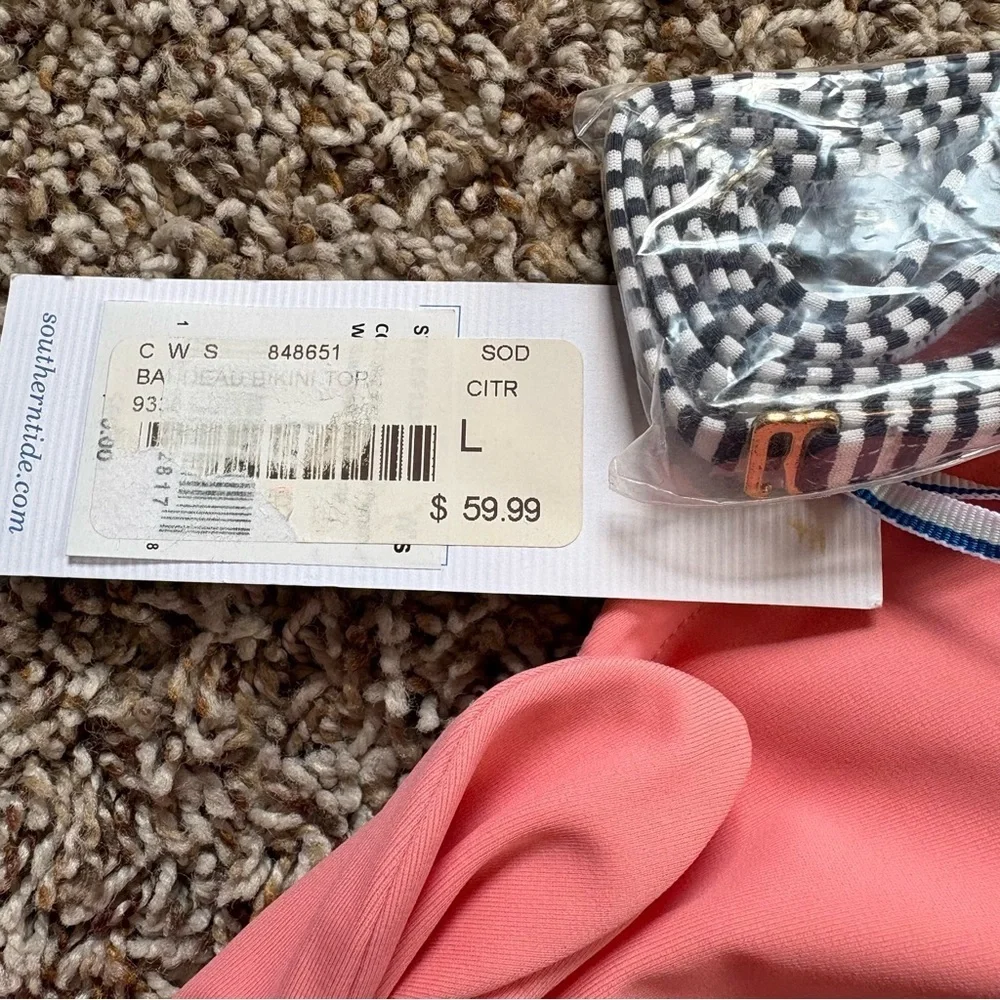 Southern Tide Bikini Top With Removable Straps Coral Pink Large - Picture 7 of 9